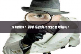 深圳侦探：能够拯救贪得无厌的婚姻吗？