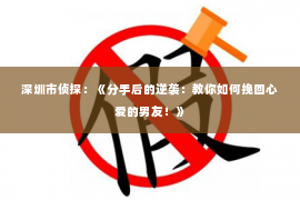 深圳市侦探：《分手后的逆袭：教你如何挽回心爱的男友！》