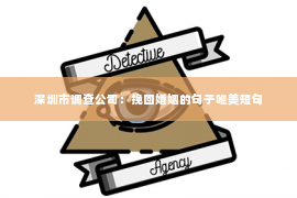 深圳市调查公司：挽回婚姻的句子唯美短句