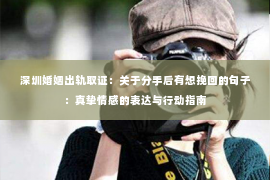 深圳婚姻出轨取证：关于分手后有想挽回的句子：真挚情感的表达与行动指南