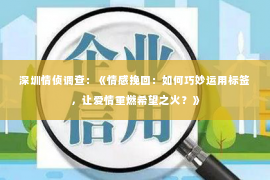 深圳情侦调查：《情感挽回：如何巧妙运用标签，让爱情重燃希望之火？》