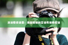 深圳情侦调查：挽回婚姻的言语有哪些成语