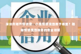 深圳市婚外情调查:小鹿情感挽回属于哪里?揭秘情感挽回服务的专业领域 深圳市婚外情调查:小鹿情感挽回属于哪里?揭秘情感挽回服务的专业领域