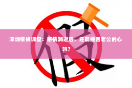 深圳情侦调查:感情消逝后,还能挽回老公的心吗? 深圳情侦调查:感情消逝后,还能挽回老公的心吗?