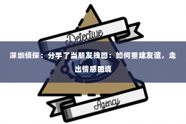 深圳侦探：分手了当朋友挽回：如何重建友谊，走出情感困境