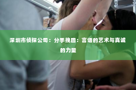 深圳市侦探公司：分手挽回：言语的艺术与真诚的力量