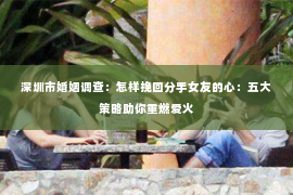 深圳市婚姻调查:怎样挽回分手女友的心:五大策略助你重燃爱火 深圳市婚姻调查:怎样挽回分手女友的心:五大策略助你重燃爱火