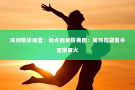 深圳情侦调查:低点的爱情挽回:如何在逆境中重燃爱火 深圳情侦调查:低点的爱情挽回:如何在逆境中重燃爱火